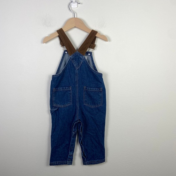 Vintage Jeans Wear Baby Toddler 24M Overalls Football Embroidered Retro Fall - Picture 4 of 7
